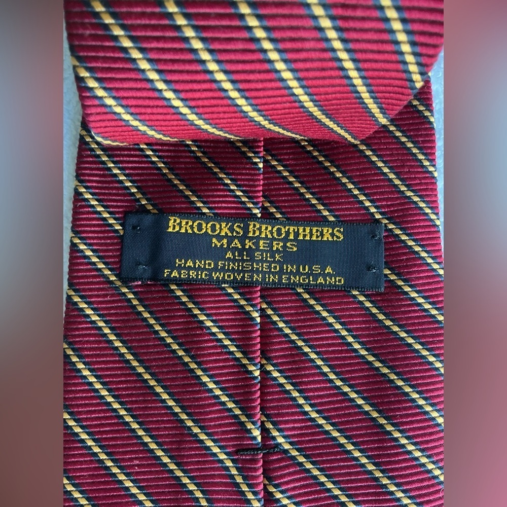 Brooks Brothers Burgundy and Yellow Striped Silk Tie